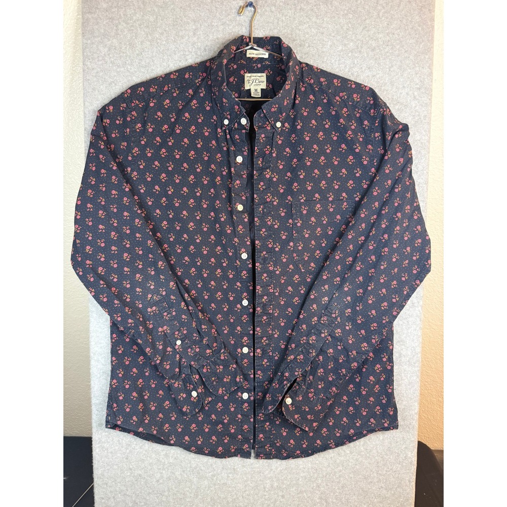 J.Crew Mens Slim Untucked Secret Wash Stretch Floral Button Down Shirt M Short